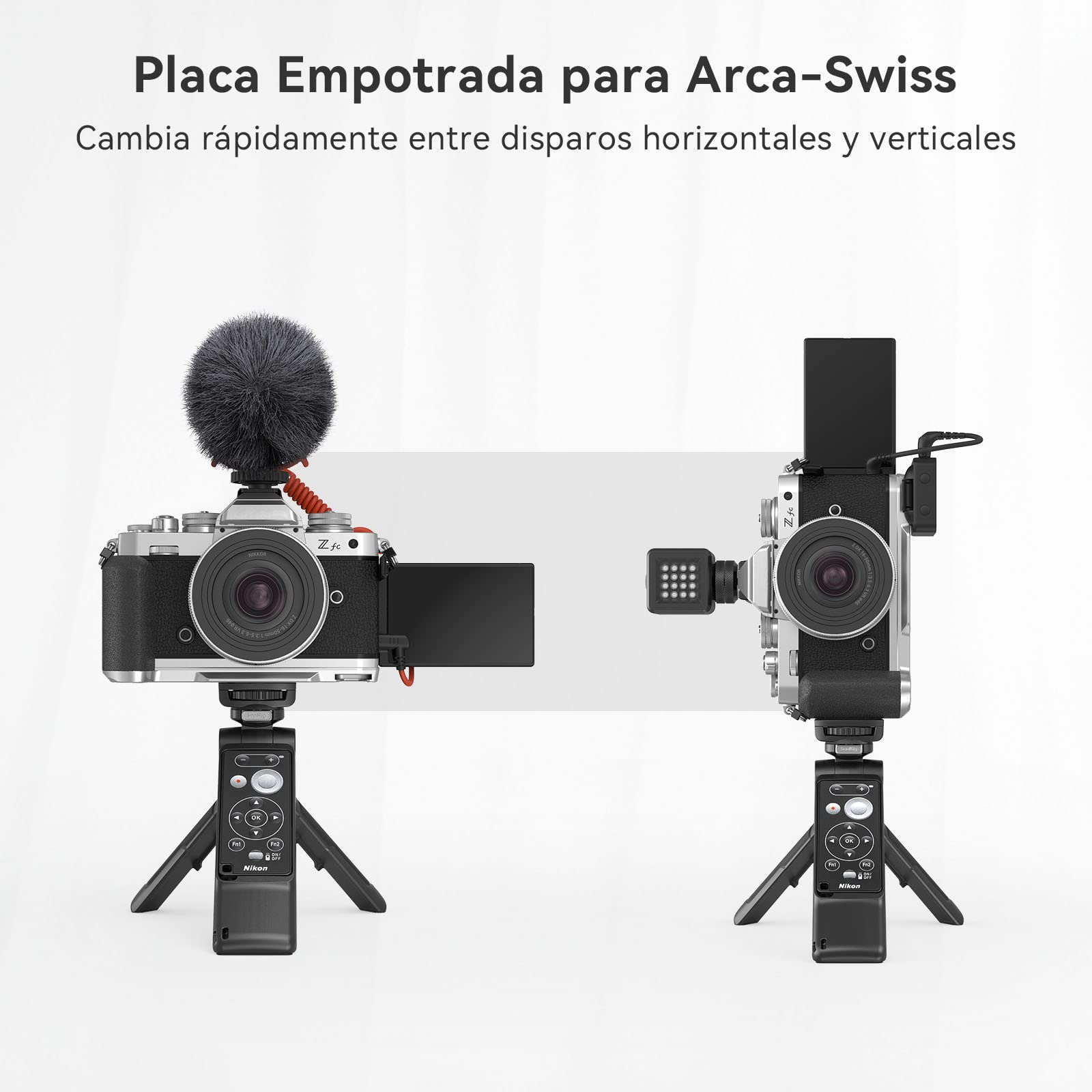 SMALLRIG Retro L-Shape Grip para Nikon Z FC, Empuñadura en Forma de L con Placa para Arca Swiss y Cold Shoe Incorporada - 3480