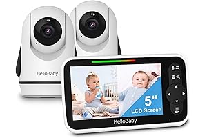 HelloBaby Video Baby Monitor with Split Screen for Dual Cameras