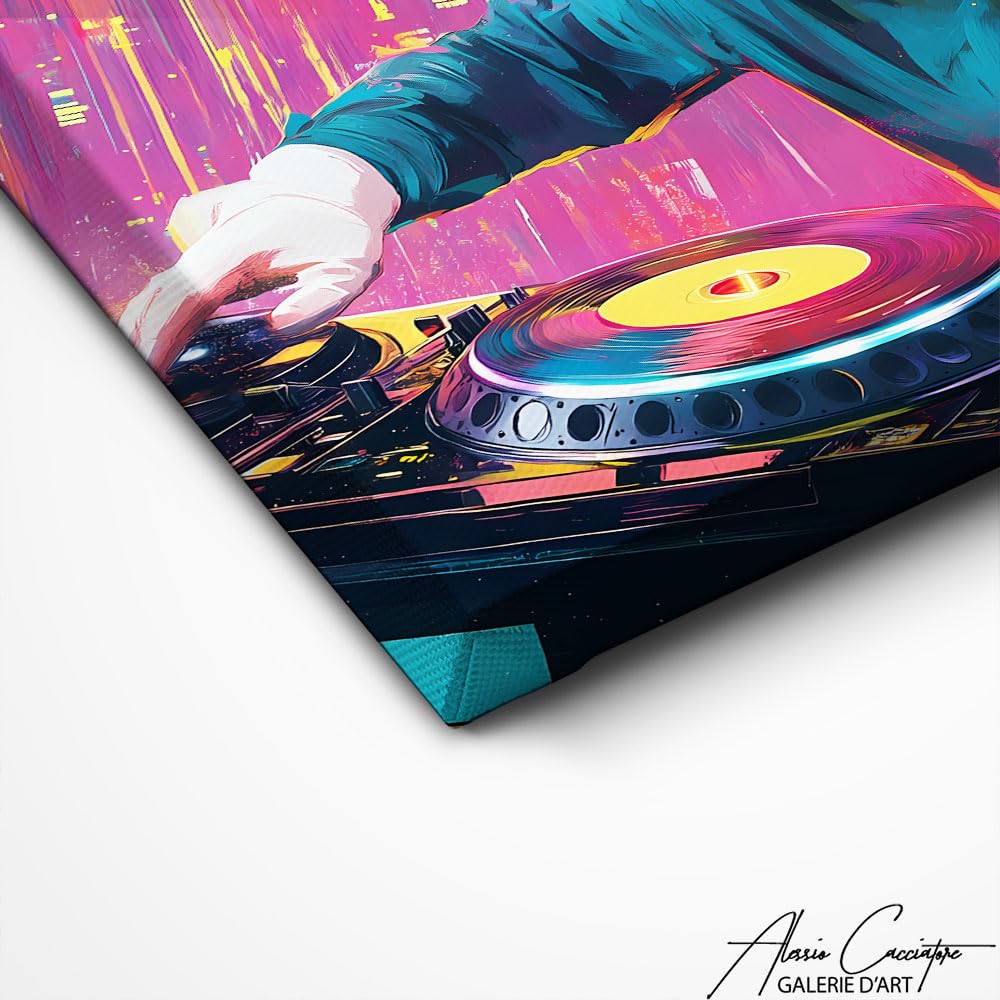 Alessio Cacciatore Quadro per DJ - Tela Musica - Stampa su tela Cyberpunk - Decorazione da parete - Pop Art Decorazione da parete - Idea regalo per la casa (120 x 80 cm)