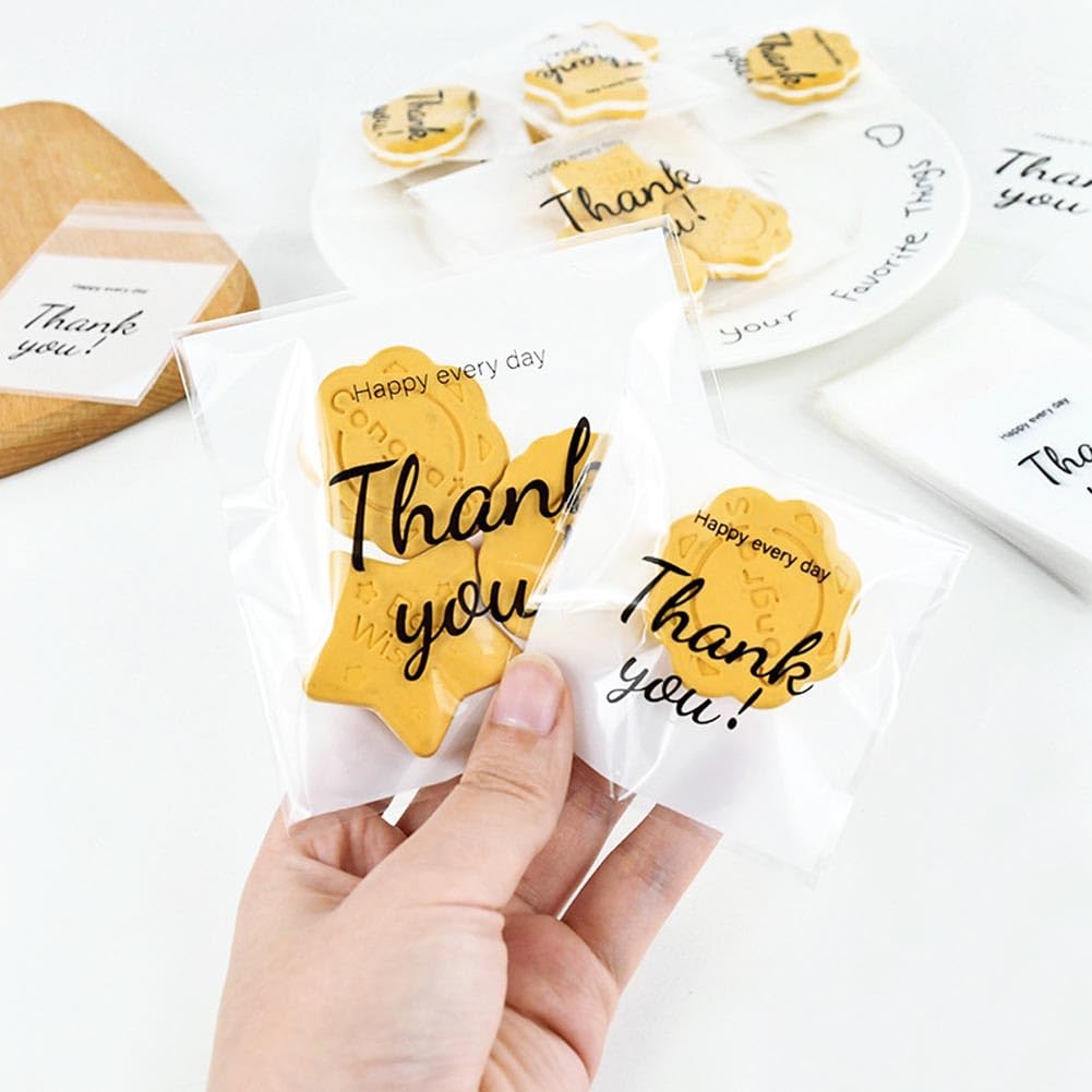 100pcs Thank You Mini Bags, Clear Self-Sealing Treat Bags for Cookies Sweets & Party Favors - Perfect for Gifts and Everyday Snacking - Image 2