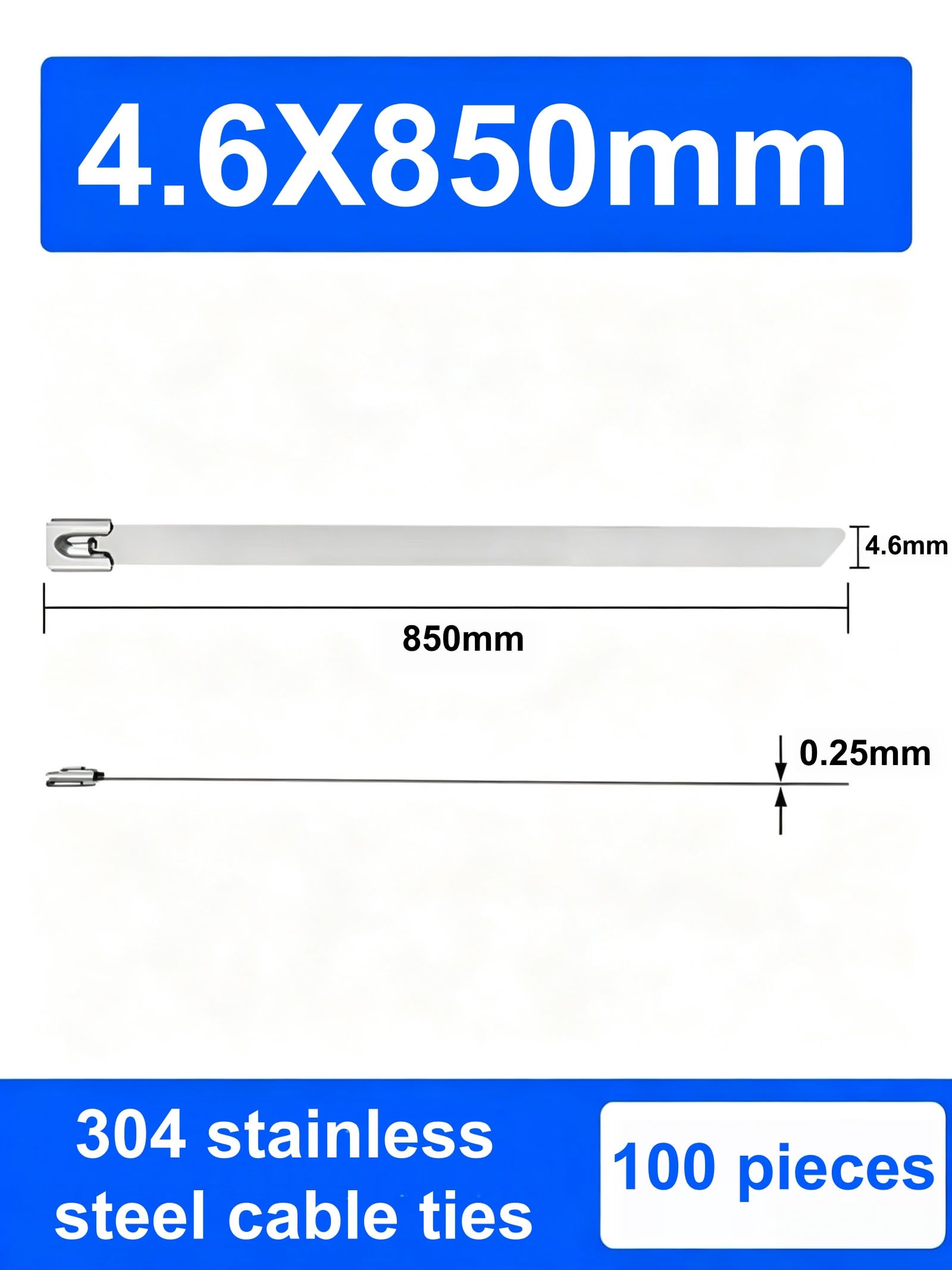 Bridas de Acero Inoxidable 304 Bridas Metálicas para Cableado,4.6X850mm