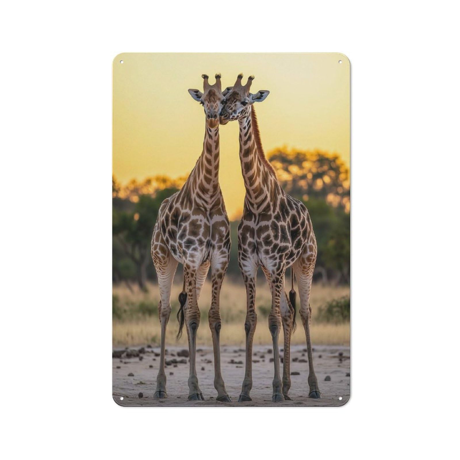 Junmoney Safari Giraffes Africa 30X20cm Retro Tin Sign With For Living Room Or Hallway, A Decorative Metal Sign For Living Rooms And Hallways