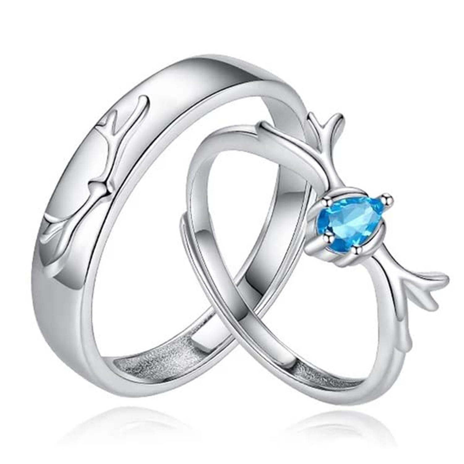 Fashion Frill Couple Rings Stainless Steel | Silver Ring | Rings for Women Stylish | Crystal Adjustable Rings | Ring Combo Set For Women Girls Love Gifts (B0CVNC3BQB) Amazon Price History, Amazon Price Tracker
