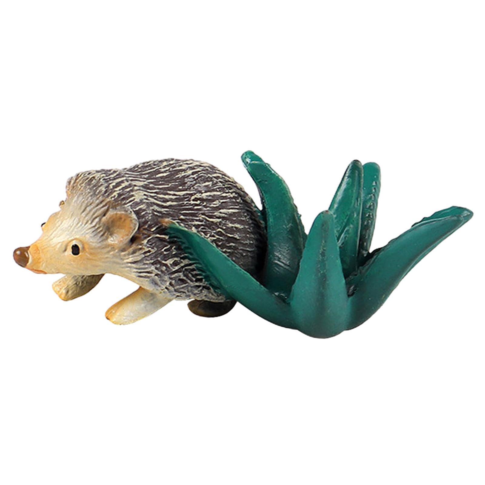Animal Figure Statue Educational Model for Parties Desktop Decor Cake Topper Hedgehog with Plant