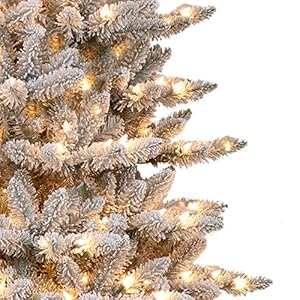 Puleo international pre lit 3 slim flocked fraser fir artificial christmas tree with 70 lights green  urban country home decor