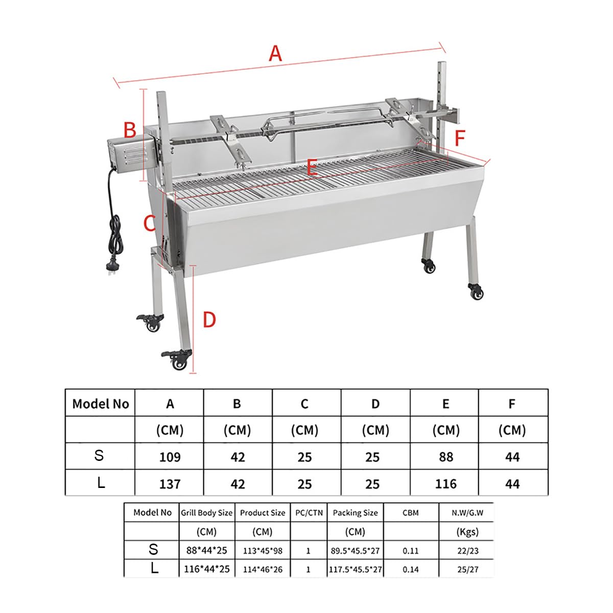 Grill rożnowy, w pełni automatyczny silnik 15 W, pojemność 29,9 kg, grill na węgiel drzewny rożen na kemping do kuchni na zewnątrz ognisko impreza