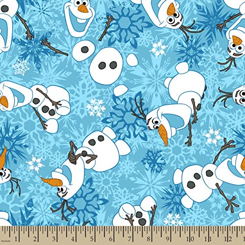 Springs Creative Products Group Frozen Olaf Winter Snowflakes Scene Fleece Fabric by The Yard, 59/60-Inch, Blue