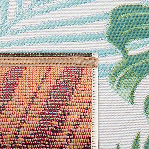 Image of SAFAVIEH Washable Rug Outdoor Barbados Collection - 2'8 inch x 10'5 inch, Green & Teal, Non-Shedding & Easy to Clean, Ideal for Patio, Backyard, Mudroom (BAR592X)