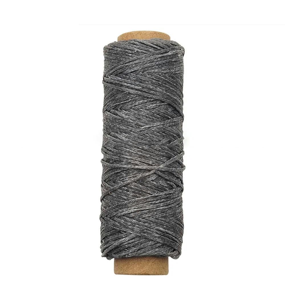 Hilo de Coser，Hilo de poliéster Hilo Encerado Plano Línea de Costura Encerada Plana Cordón Encerado Hilo for Coser a Mano(No.32 Dark Gray,12m)