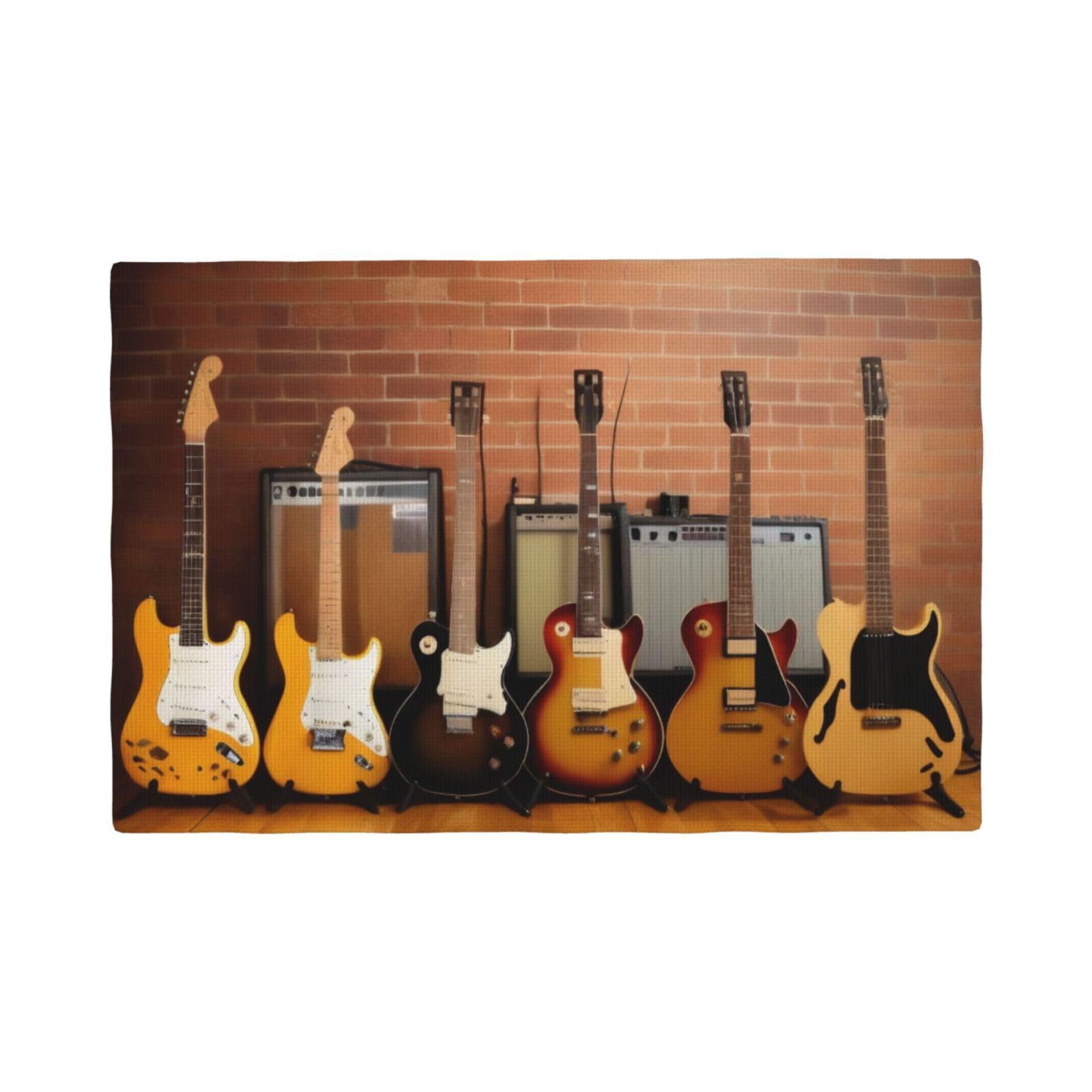 Guitar Collection Imitation Linen Placemat â€“ Elegant Double-Sided Printed Table Mat for Home, Dining, Weddings
