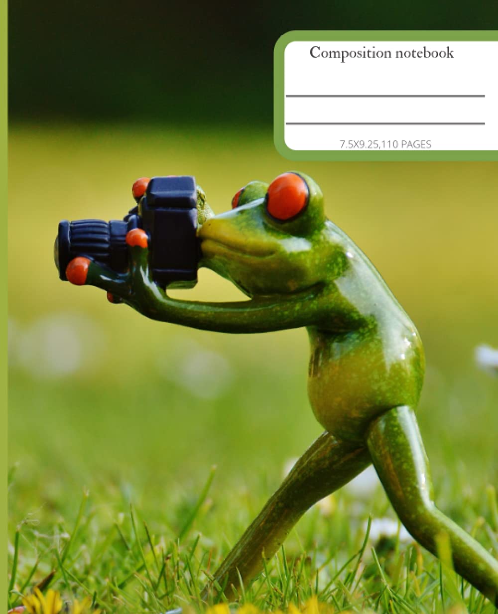 composition notebook kawaii frog: CUTE CAMERAMAN FROG |frog composition notebook back to school| college ruled aesthetic ,110pages, 7.5"x9.25"inches for teens ,kids,adults