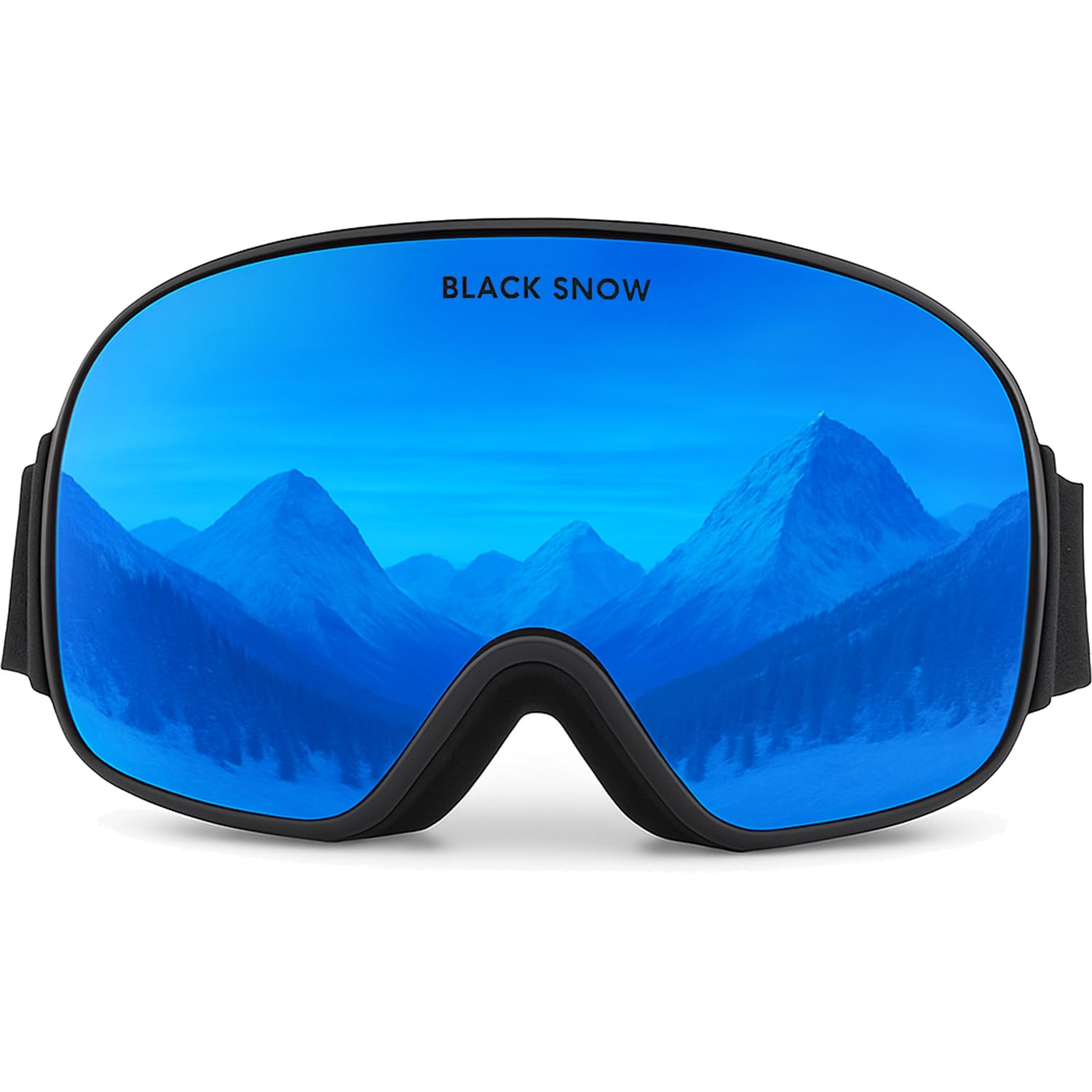 Black Snow Skibrille, Magnetische Wechselgläser, Doppelverglasung, Verspiegelte Scheibe, Schwarz