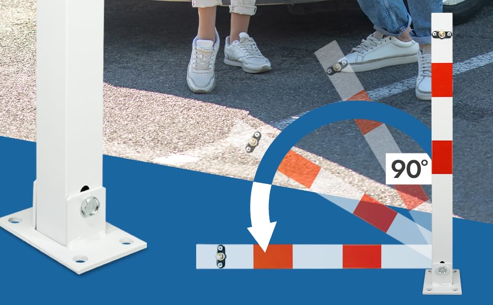 [neu.Haus] Klappbarer Parkplatzpfosten Aus Stahl – 65 Cm Mit Reflektorstreifen & Schloss