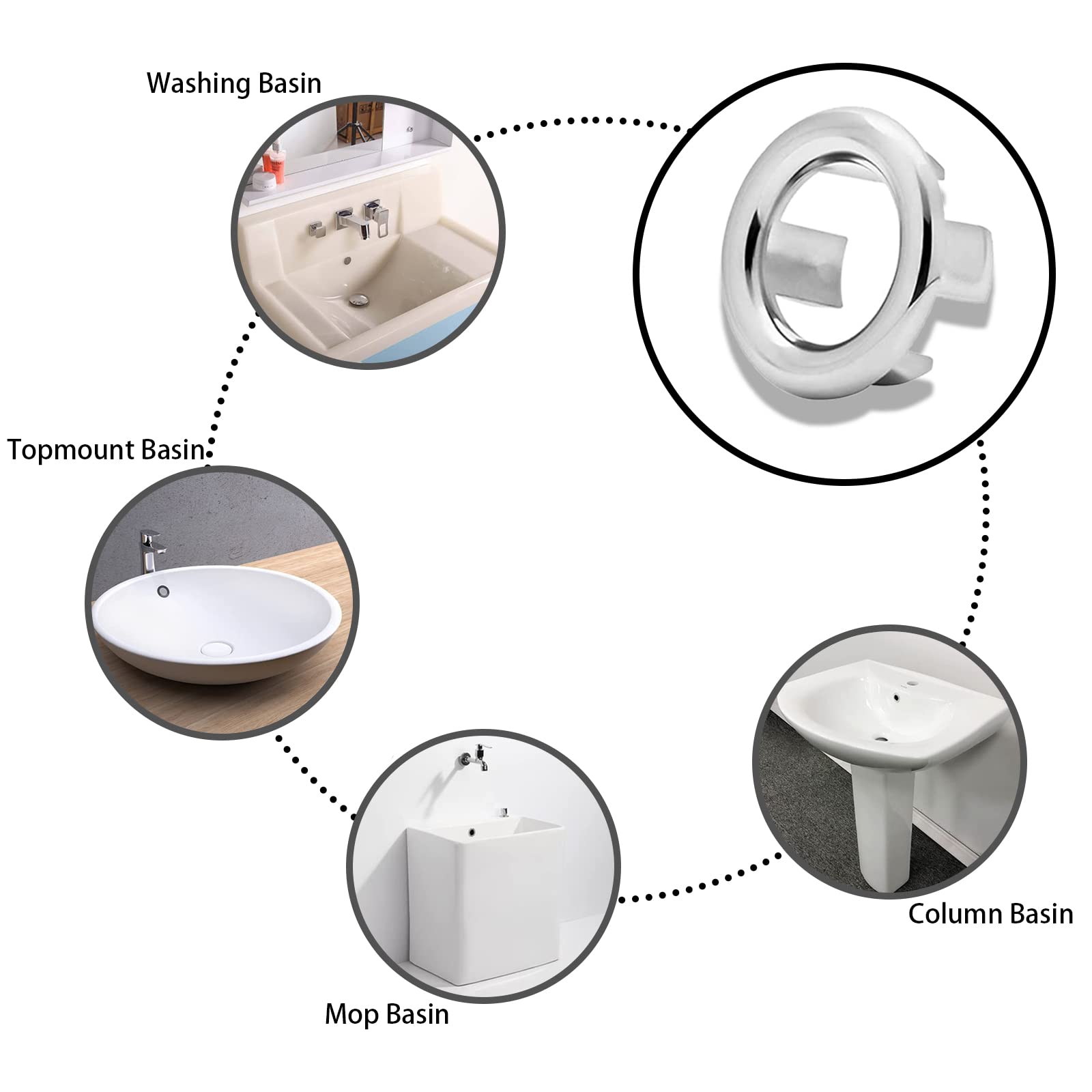 Tappi Di Troppopieno Per Lavabo - 4 Pezzi In Ottone - Per Foro Di Scarico - Nero - Foto 10