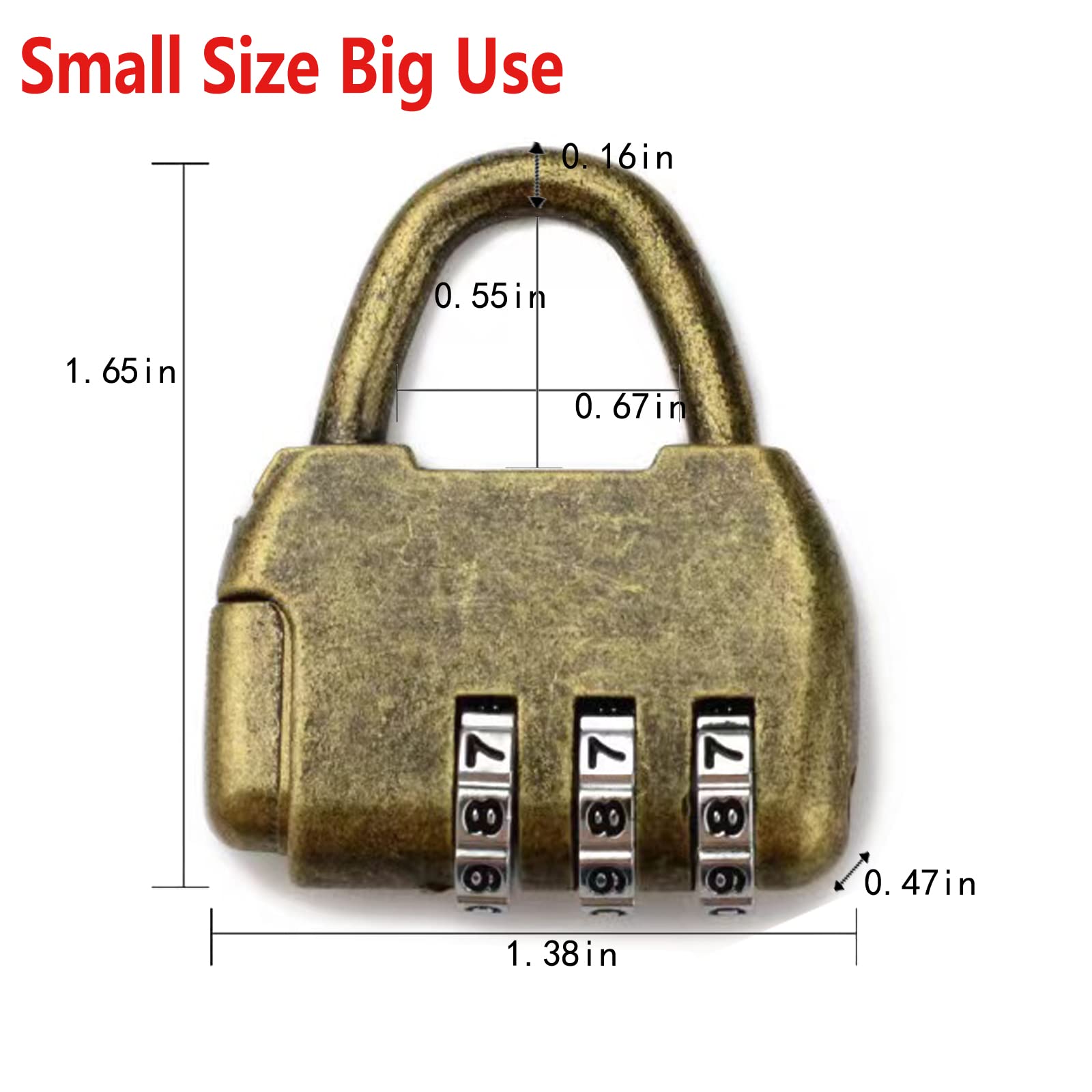 Vintage Antique Style 3 Digit Combination Lock Mini Bronze Vintage Antique Style 3 Digit Combination Lock Mini Bronze