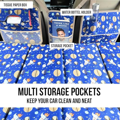 Image of Allextreme CB-S05 Non-Inflatable Car Bed Portable & Foldable Design Polyester Fabric Back Seat Sleeping Mattress & Multi Storage Organizer for Baby Kids Travel Camping Picnic (Blue)
