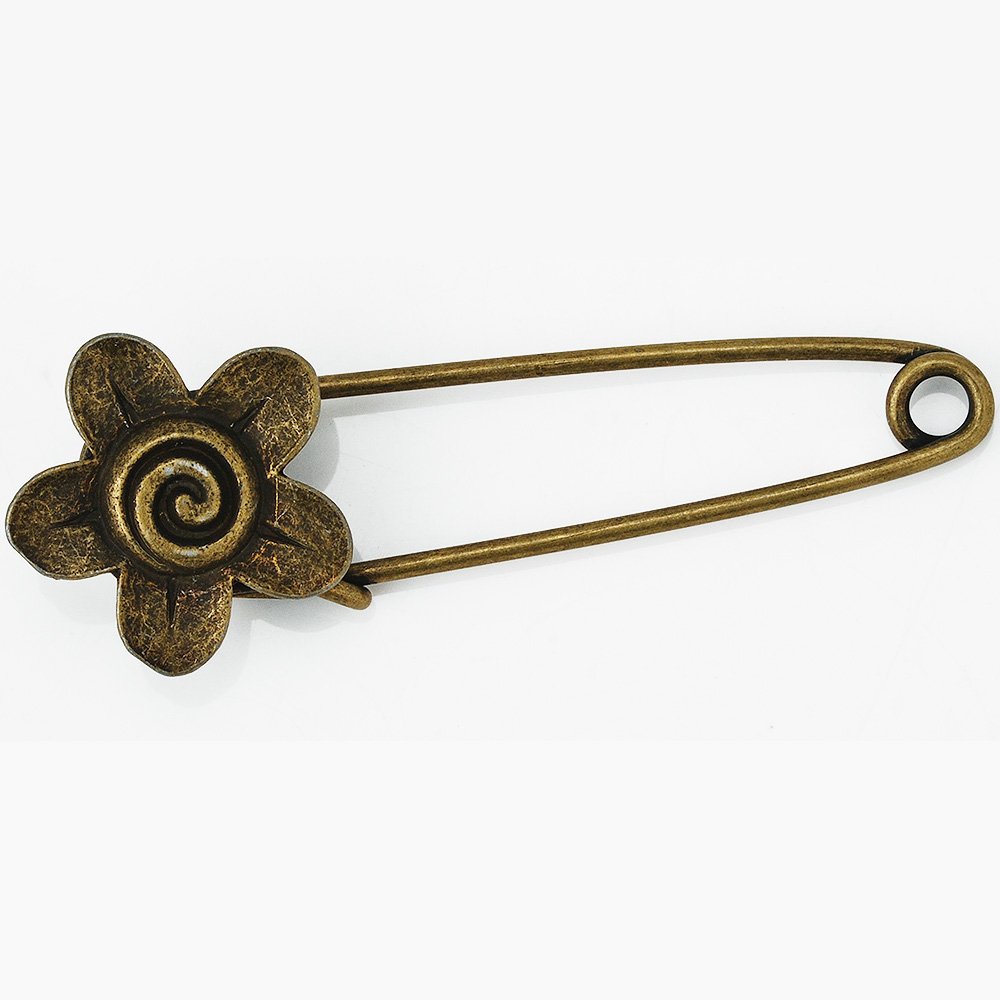 Rosebeading 10PCS 20x50mm Antique Bronze Zinc Alloy With rhinestones Flower Brooch,Safety Pins,10064808