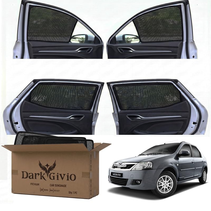 Image of Car Window Sun Shade Protector for VERITO | Exact Fit Non-Magnetic Half Cut Sunshade (Set of 4 /6) | UV Blocker Side Window Car Curtains & Interior Accessory