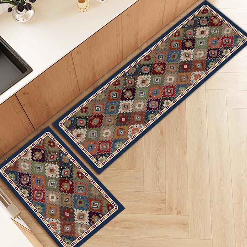 Image of Roslen Kitchen Mat Set of 2 Anti Slip Waterproof Cushioned Memory Foam Mats for Standing Kitchen Comfort Floor Runner for Sink, Bathroom, Laundry, Office, Entryway & Balcony