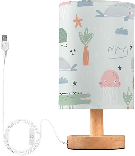 Miniatura 2 de Nightstand Lamps End Table Lamps Warm Light Cute Sea Animals Whale Table Lamps for Boys Indoor