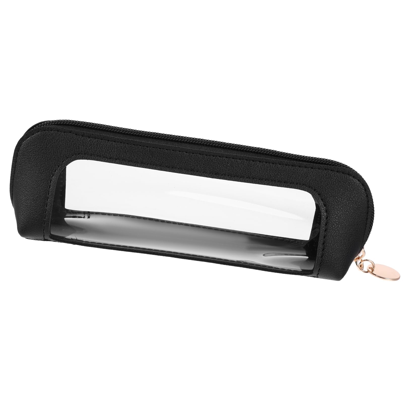 Psyqtsuary Clear Makeup Bag, PU Leather Mini Makeup Pouch Portable Makeup Brush Case Transparent Waterproof Cosmetic Organizer Pouch with Zipper for