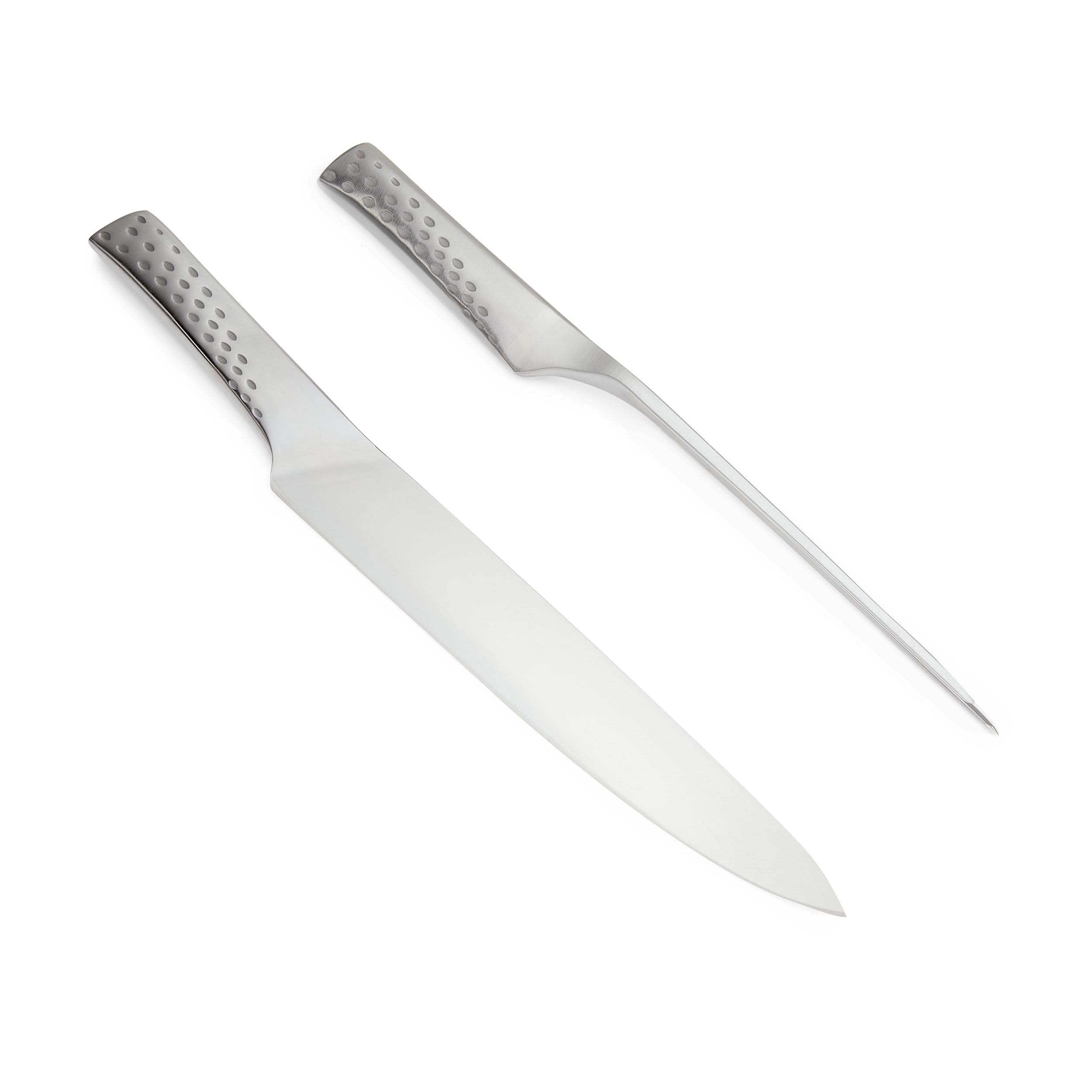Weber Ensemble de couteaux à découper Deluxe, comprenant un couteau à découper (lame 24cm) et une fourchette, en acier inoxydable, monobloc, poignées ergonomiques - Argent (17074)