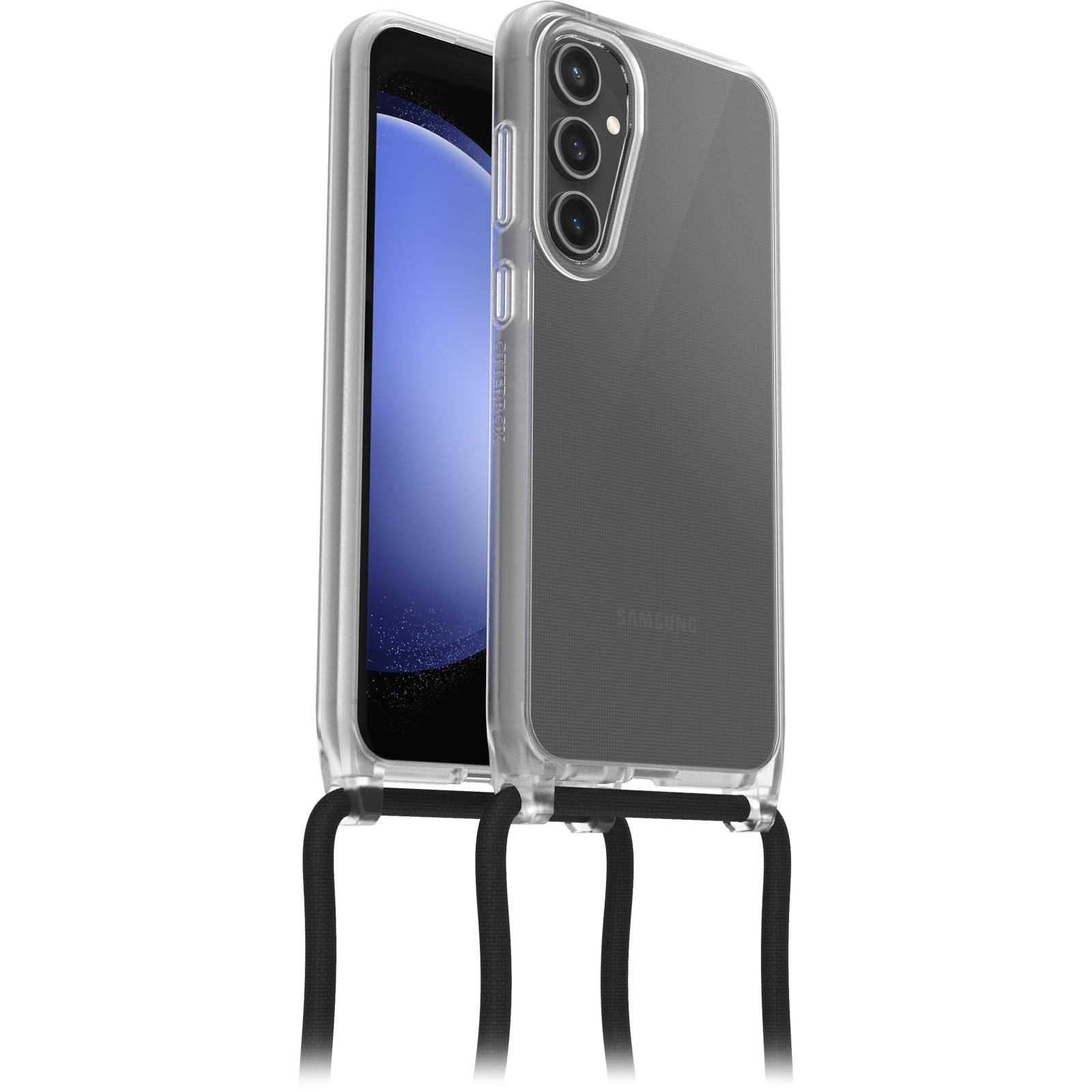 OtterBox Cover React Necklace per Samsung Galaxy S23 FE, Custodia Ultra sottile, resistente a shock con cordino a collana, adattabile e intercambiabile, testata a norme MIL STD 810G, Trasparente