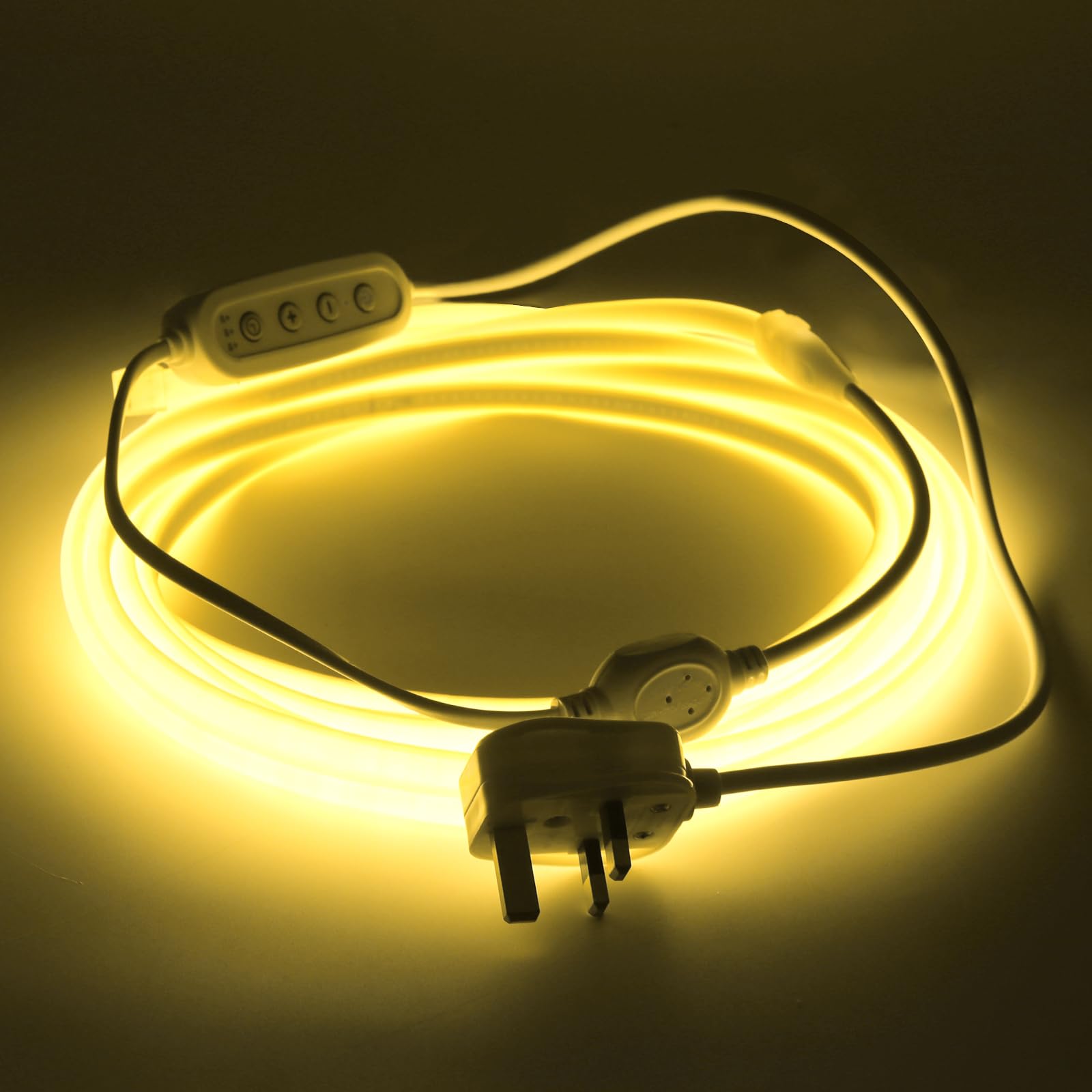 Wisada 220V Dimmable Timer COB LED Neon Strip [8M, Natural White 4000-4500K], IP65 Waterproof Flexible, 288 LEDs/M Cuttable FCOB LED Strip CRI90+, Home and Store Decoration