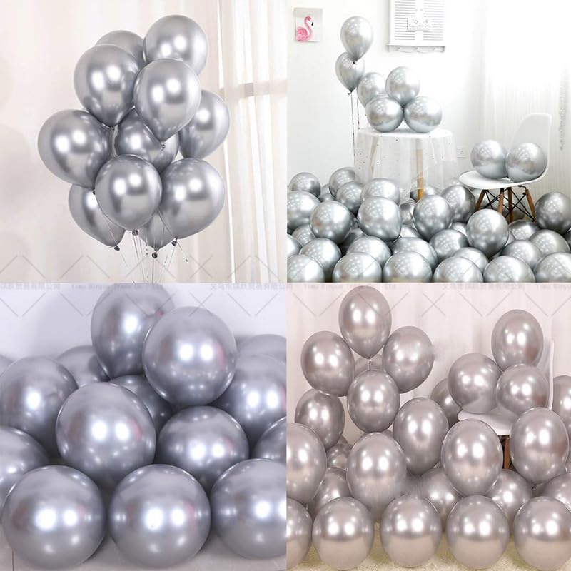 Image of Chrome Balloon for Birthday Decoration Kit Metallic Violet 20 pcs Latex Glossy Finish Party Balloons for Wedding, Anniversary Celebration 10 Inch Helium & Air Supported
