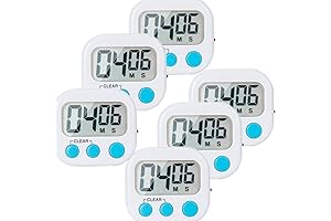 6 Pack Digital Kitchen Timers for Cooking with Magnetic Backs and On/Off Switches