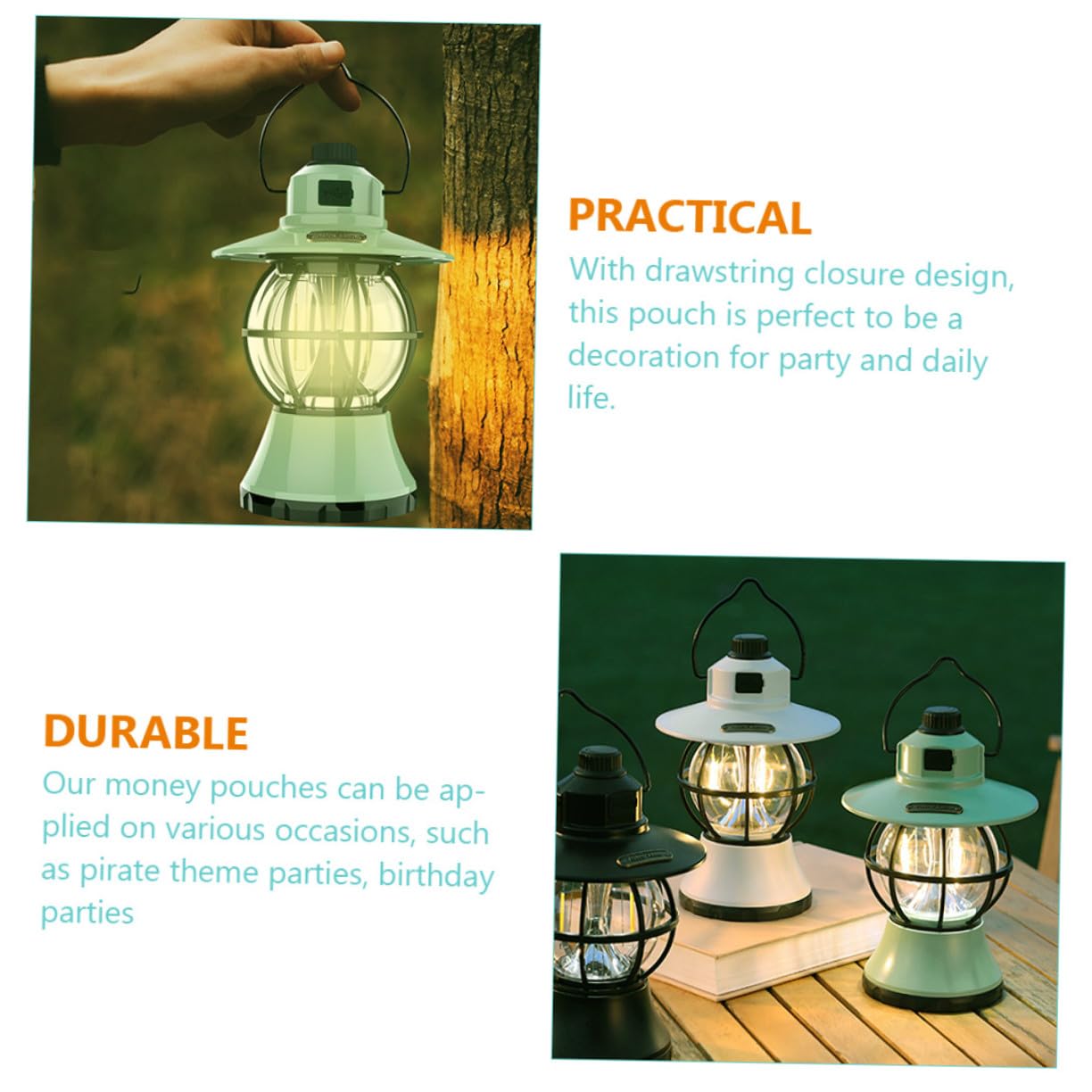 TOYANDONA Tragbare Campinglampe Vintage Zeltlampe Akku Outdoor Beleuchtung Grün Multifunktional Leicht für Wandern Rucksackreisen Camping
