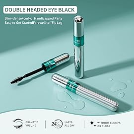 2 Pack 2 in 1 Mascara 5x Longer Waterproof Lash Cosmetics Natural Lengthening and Thickening Effect No Clumping Superstrong Magic 4d Silk Fiber For Vibely Mascara Makeup (2 Pack)