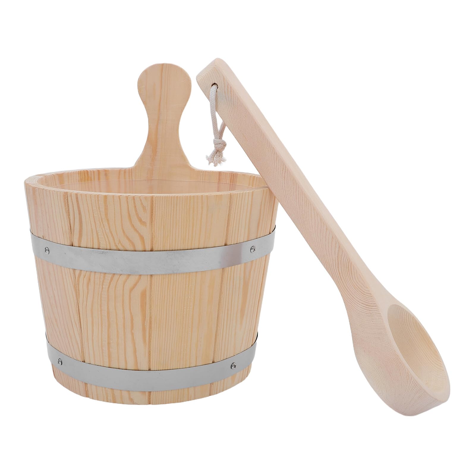 ibasenice Szufelka wody kadź na drewno wiadro z wodą drewniana kadzi wodna drewniana łyżeczka Garden Water Ladle Beige