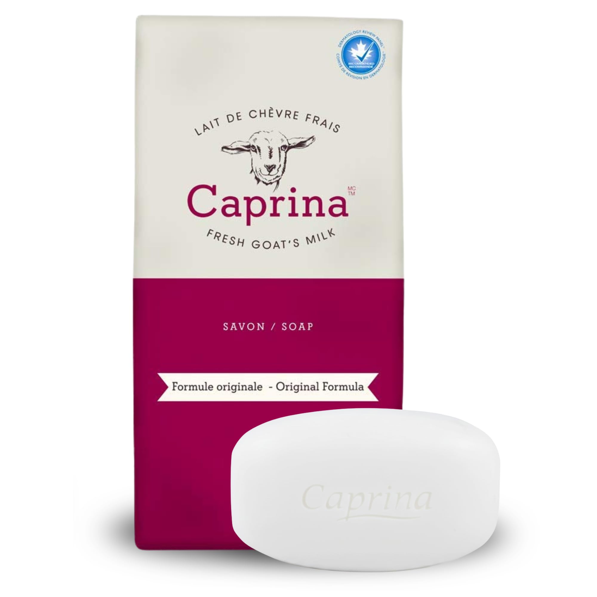 Caprina Fresh Goat’s Milk Bar Soap ORIGINAL (6-Pack) 3.2 oz (90g) each, Classic Clean Scent, Gentle Daily Cleanser, Softening Biodegradable Formula