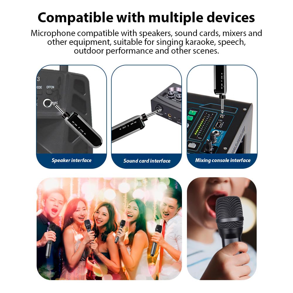 Drahtloses Mikrofonsystem mit Handmikrofon UHF Professionelle dynamische Mikrofone für Heimkino Karaoke Kirchenrede Hochzeitsfeier Gesang Plug-and-Play Wiederaufladbares drahtloses Mikrofon