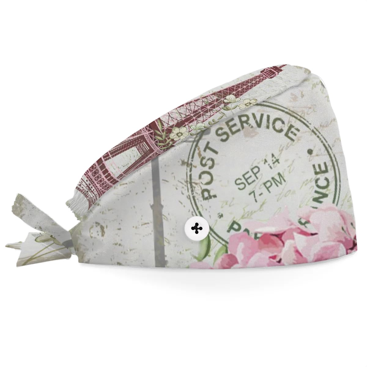 Mularoka Painted Towers Butterfly Flower Working Caps with Button Sweatband Comfortable Adjustable Bouffant Hats Work Hat for Women Men