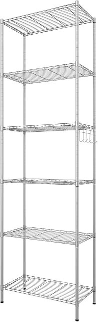 Himimi shelf unit 6-Tier Wire Shelving Unit Metal Shelving Unit Free Standing Shelf Units,Heavy Duty Racking Shelves for Storage with Adjustable Leveling Feet 21.3 x 11.4 x 63inch(L x W x H),Sliver