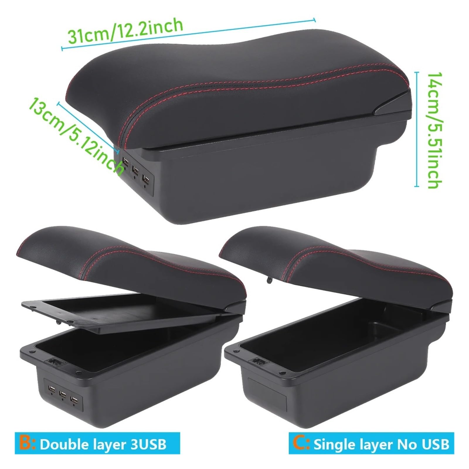 Universales Reacondicionamiento Almacenamiento Caja Reposabrazos Coche