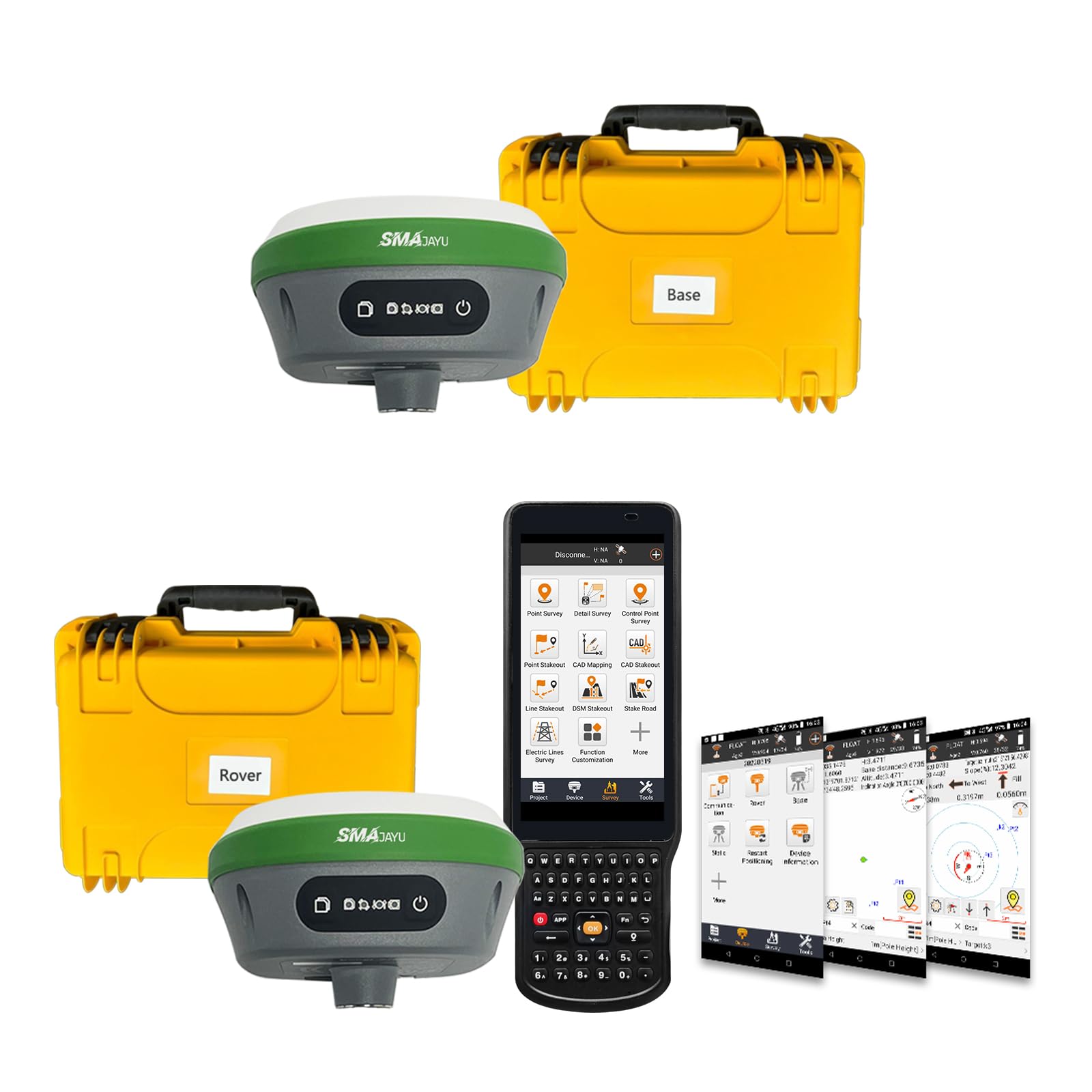 SMA26 RTK GPS Survey Equipment for Static Surveying,Point/line Surveying and map stakeout,1cm Accuracy, kilometers Distance, Network RTK, Mobile RTK, NOAA certificated (exclude Tripod&Pole)