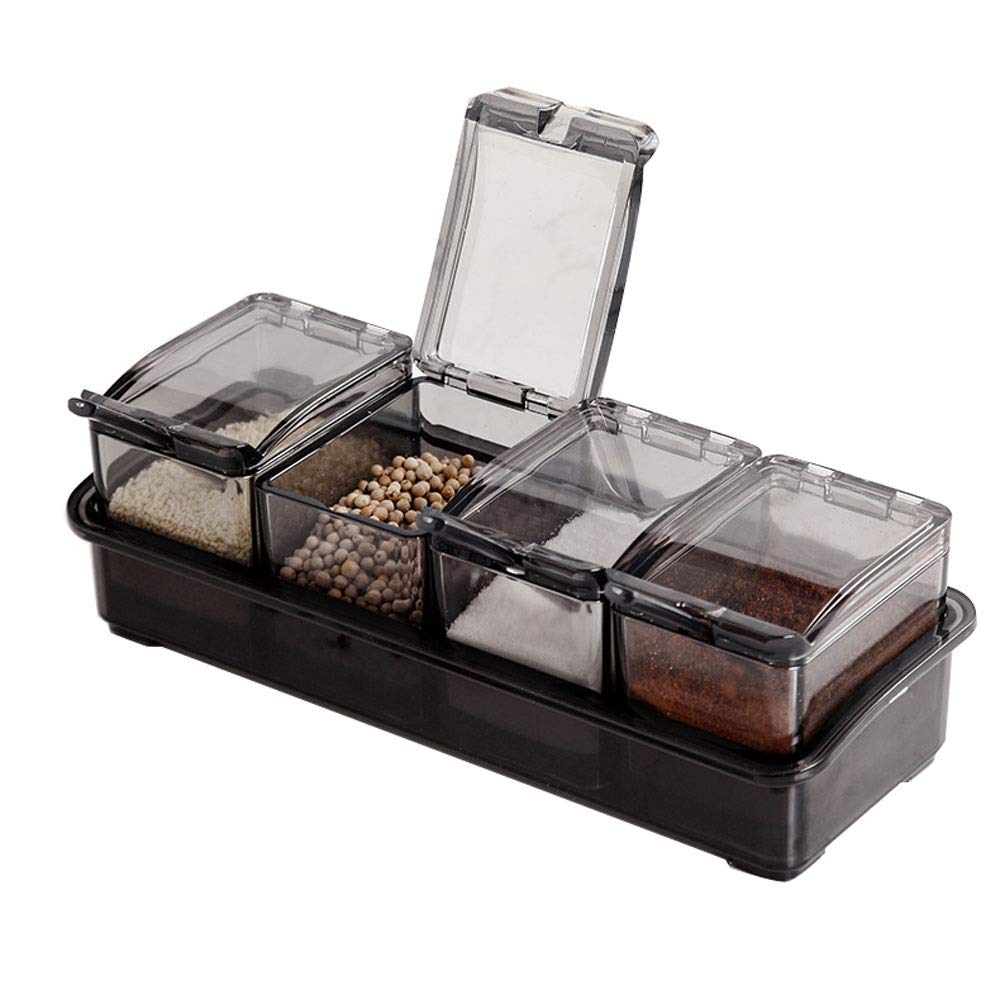 Pot Epices Boîte d'assaisonnement en Plastique en Plastique résistant à l'humidité (Une Longueur de Costume 25.4cm * Hauteur 8cm * Largeur 10cm Longueur 13cm * 2.5cm)