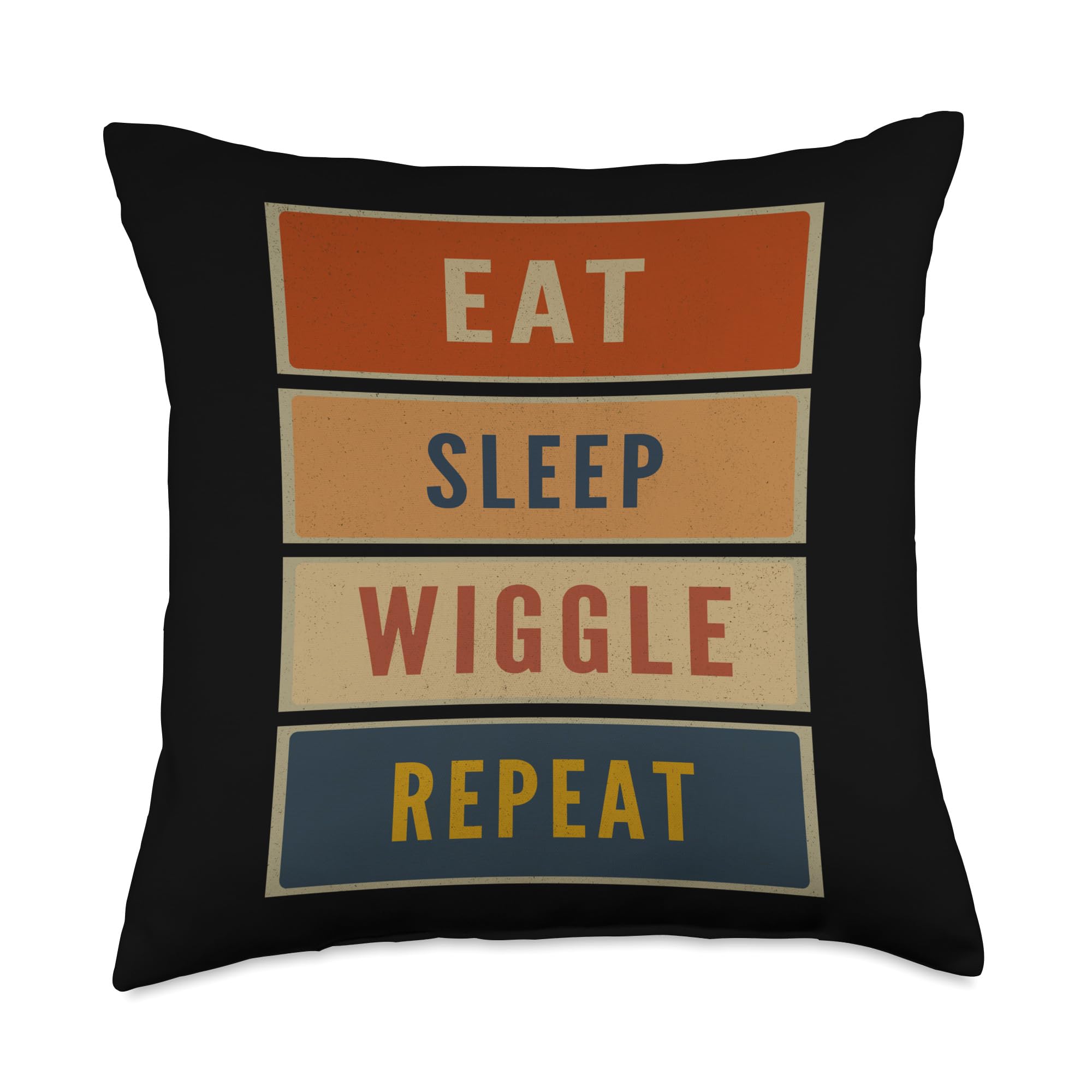 Vintage Eat Sleep Wiggle Repeat Throw Pillow