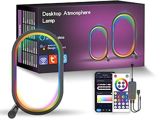 YS-INLT RGB Smart LED Lamp with Music Sync, Colour Changing Smart Table Lamp, Voice Cotrol, Works with Alexa & Google Assistant, for PC,TV, Room Decoration,USB Port,with Remote Control