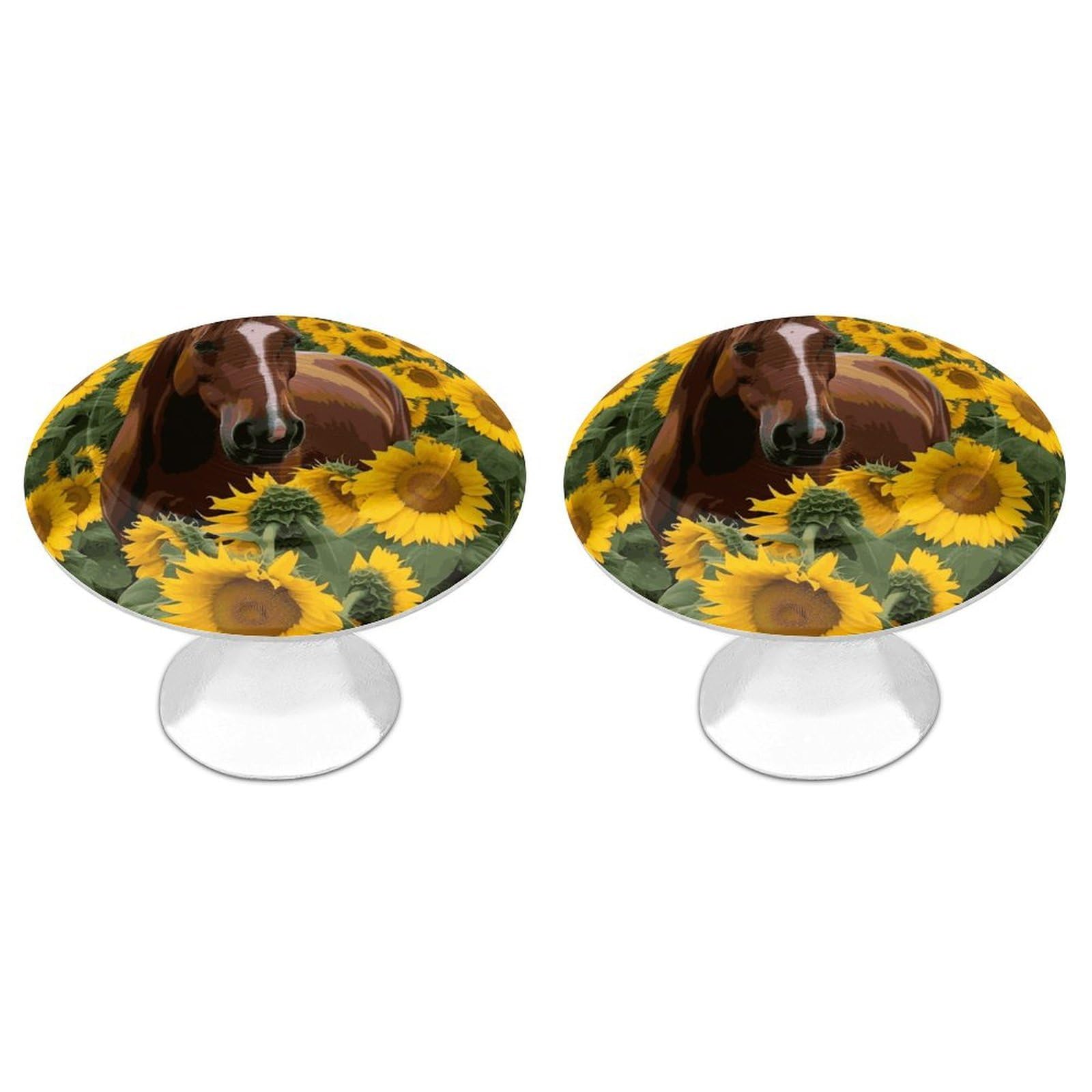 Btcowzrv Style Horse And Sunflower 2 Pack Cabinet Knobs Drawer Pulls