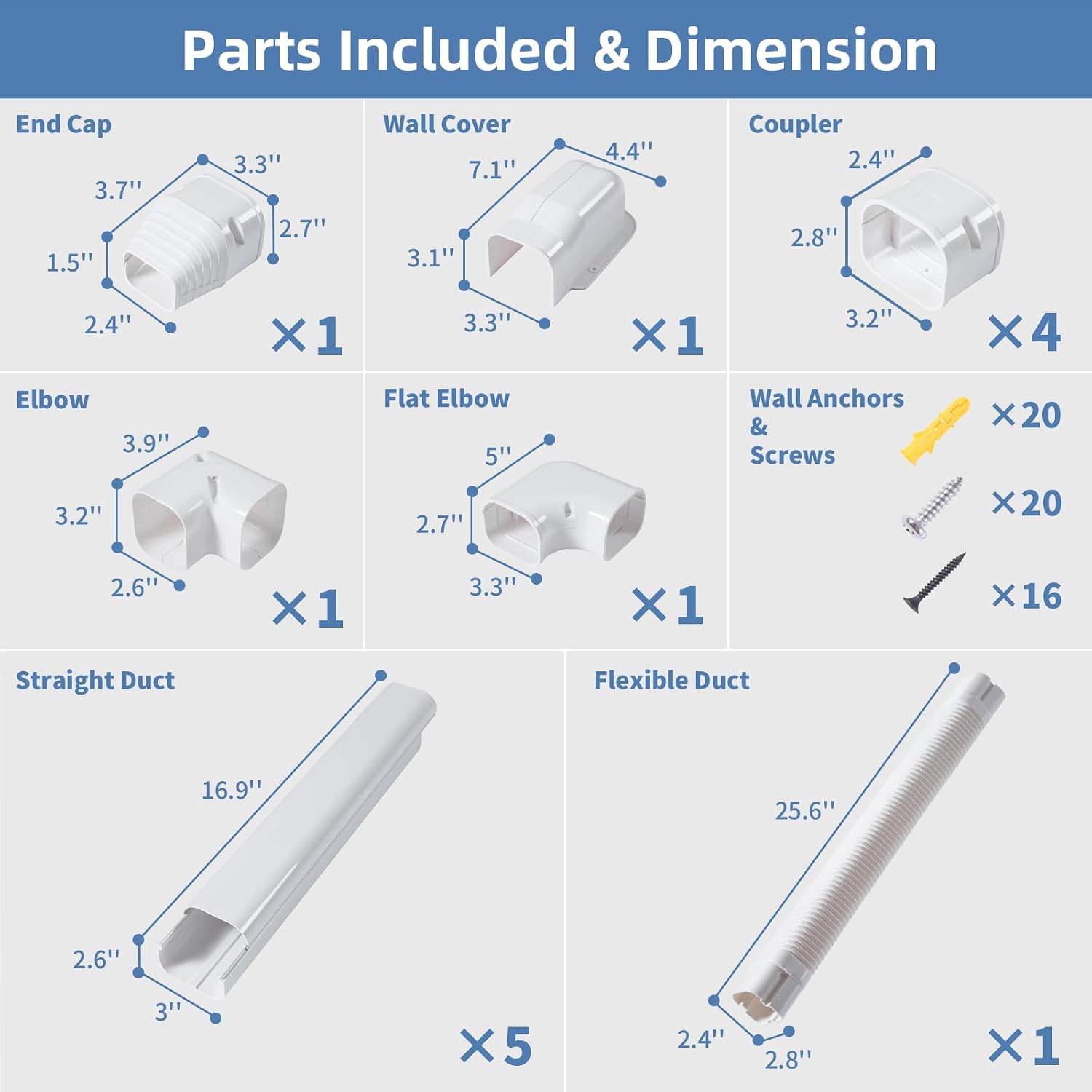 Upgraded ABS Line Set Cover Kit 4" 10ft Mini Split Line Set Cover Decorative Outdoor with Flexible Pipe Paintable & Easy to Install Compatible with Minisplit Central AC Heat Pump Systems