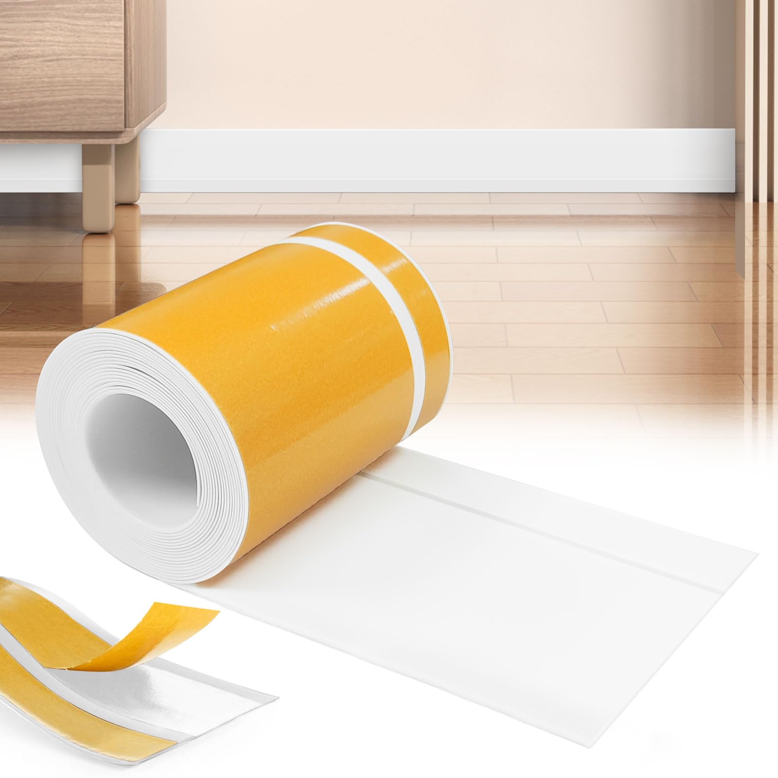 Rodapies Blanco Autoadhesivo, Rodapie PVC 80mm x 20 mm x 3m Zocalo Cocina, Flexible Rodapie Rodapies Cocina y Baño (Blanco)