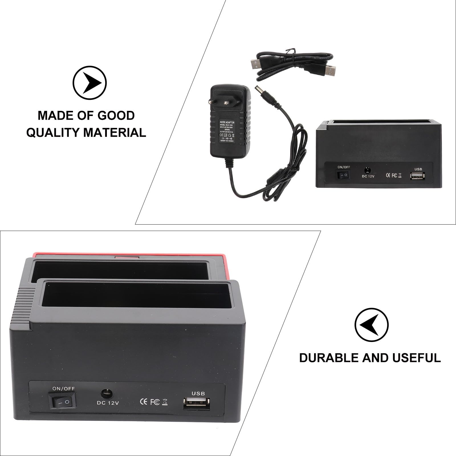 Station D’Accueil Disque Dur Double Baie USB 2.0 en Plastique