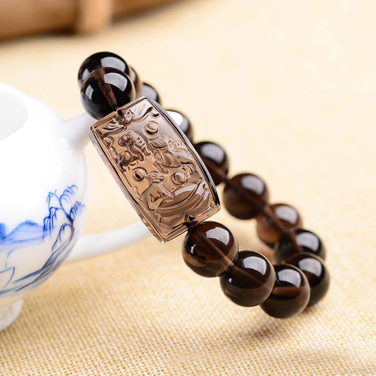 Natural Ice Obsidian Triad Zodiac Bracelet - Handmade Lucky Charm Bracelet with Zodiac Sign Pendant for Men & Women