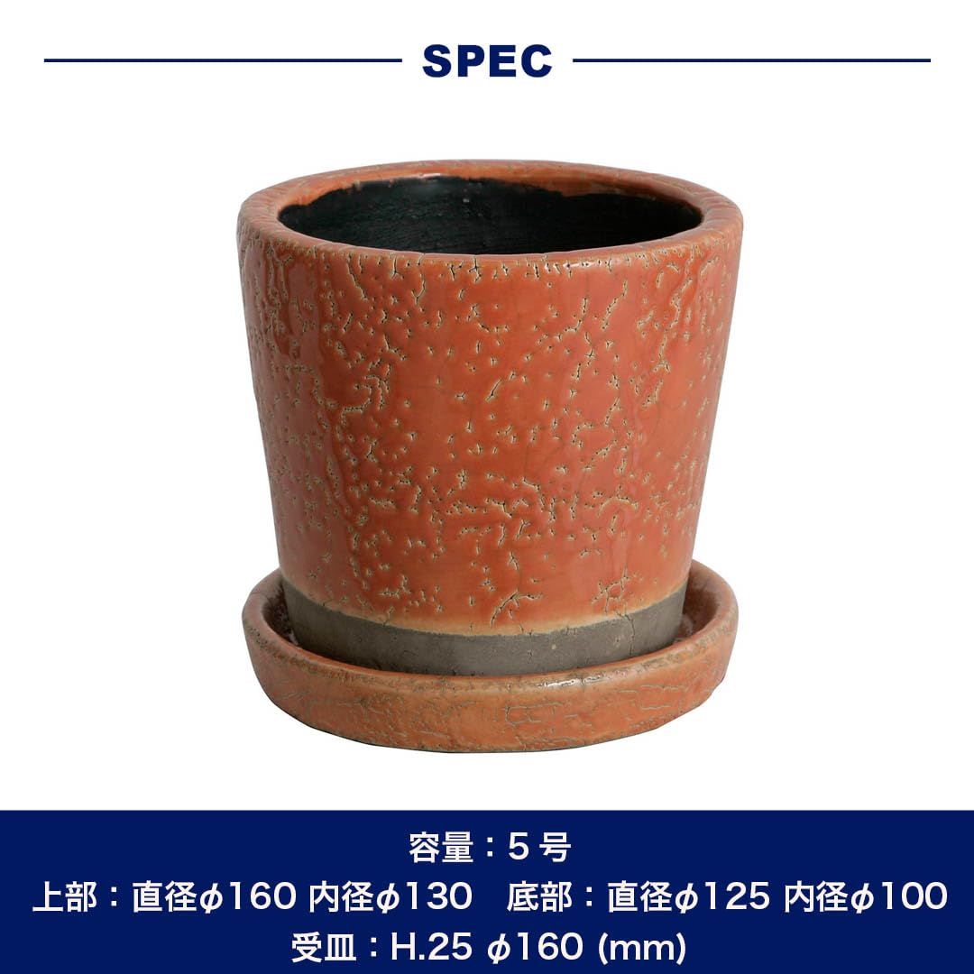 Amazon | ダルトン(Dulton) 植木鉢 プランター 5号 オレンジ 受け皿