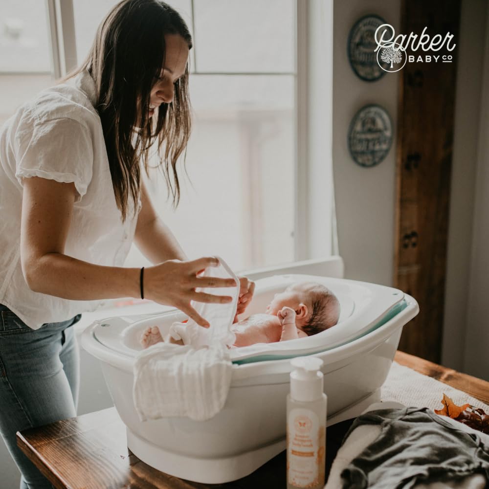 Parker Baby Co. Suave, Absorbente y Natural, Color Blanco | Paños suaves y absorbentes para baños de recién nacidos, limpieza facial y cuidado de la piel sensible