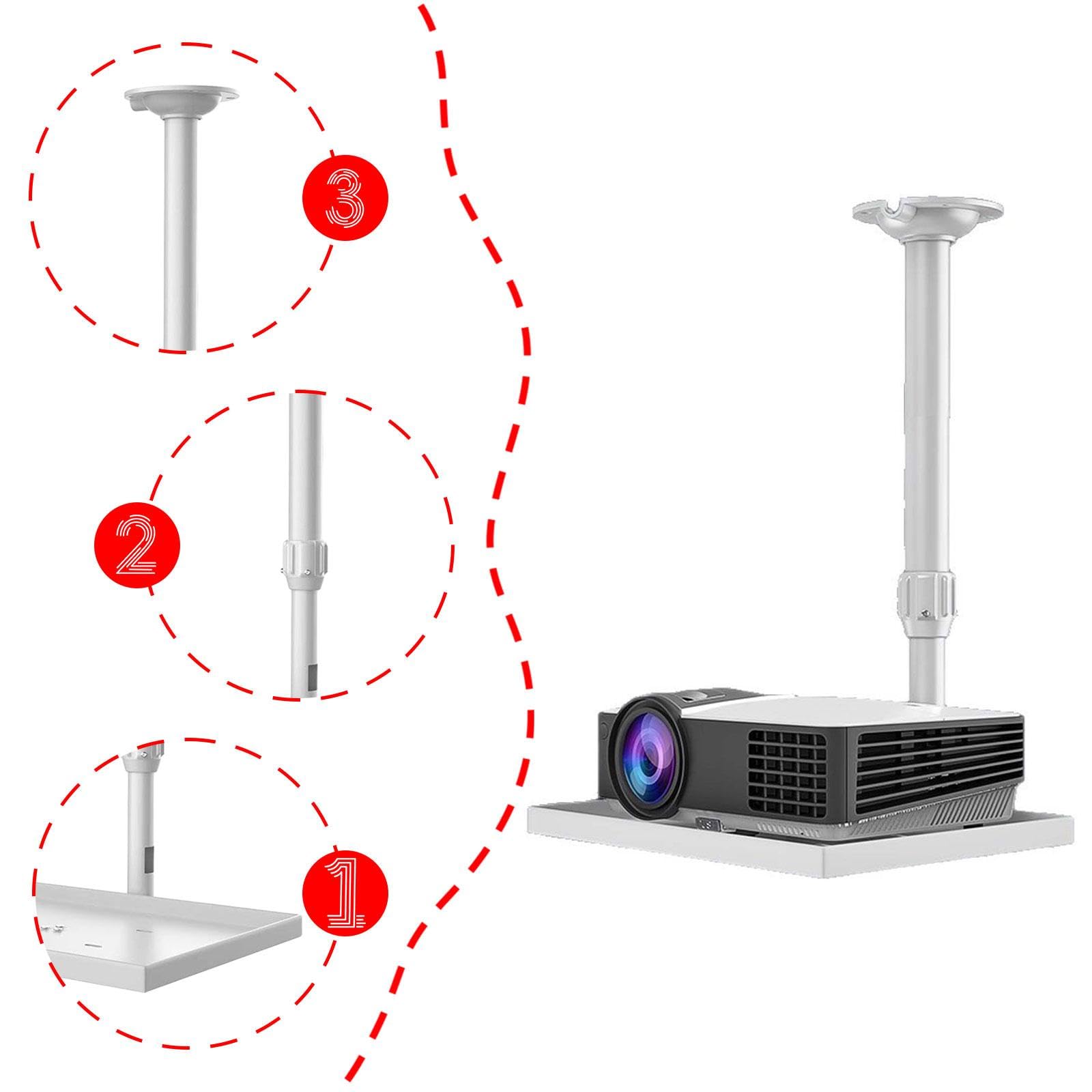 Supporto da soffitto con Vassoio per proiettore, Supporto telescopico per proiettore, Robusto per proiettore per casa, Camera da Letto, Sala